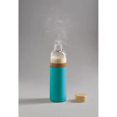 Borraccia in vetro da 600 ml con tappo in bambù e protezione in silicone
