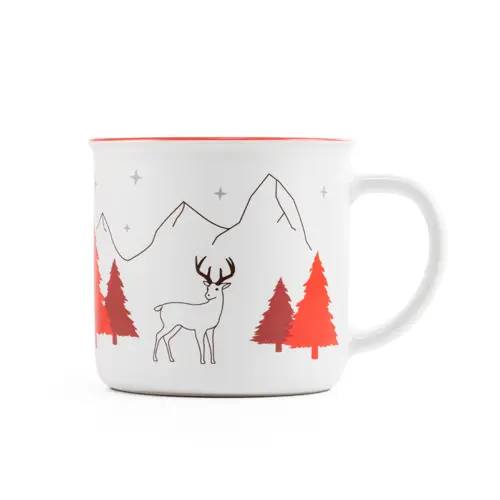 Tazza in ceramica con stampa natalizia e bordo rosso da 360ml