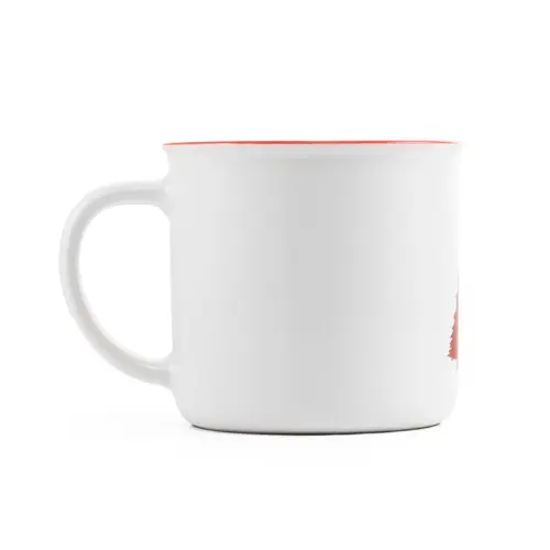 Tazza in ceramica con stampa natalizia e bordo rosso da 360ml