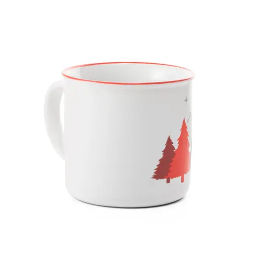 Tazza in ceramica con stampa natalizia e bordo rosso da 360ml