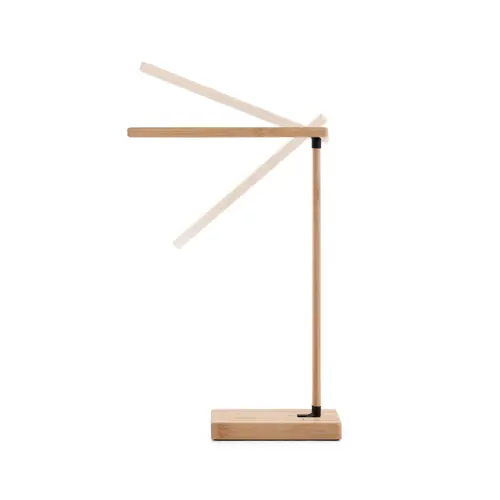 Lampada da tavolo pieghevole in bambù con caricatore wireless superveloce da 15W
