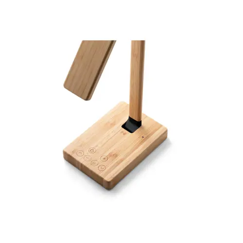 Lampada da tavolo pieghevole in bambù con caricatore wireless superveloce da 15W
