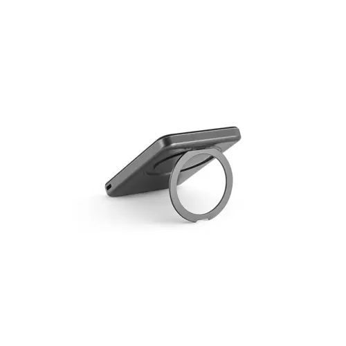 Power bank magnetico da 5.000 mAh in ABS riciclato con caricatore wireless superveloce e anello di supporto