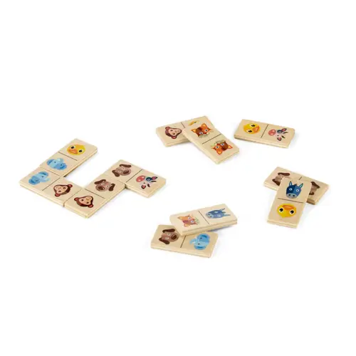 Gioco del domino per bambini con figure di animali in legno