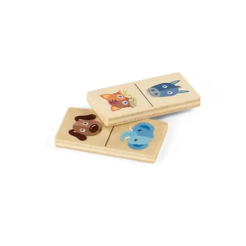 Gioco del domino per bambini con figure di animali in legno