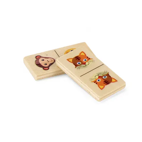 Gioco del domino per bambini con figure di animali in legno