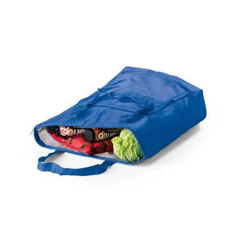 Borsa termica pieghevole in poliestere da 16L con manici in tessuto e cerniera 40x44x13cm