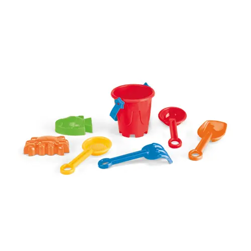 Secchiello in plastica da spiaggia con formine e paletta