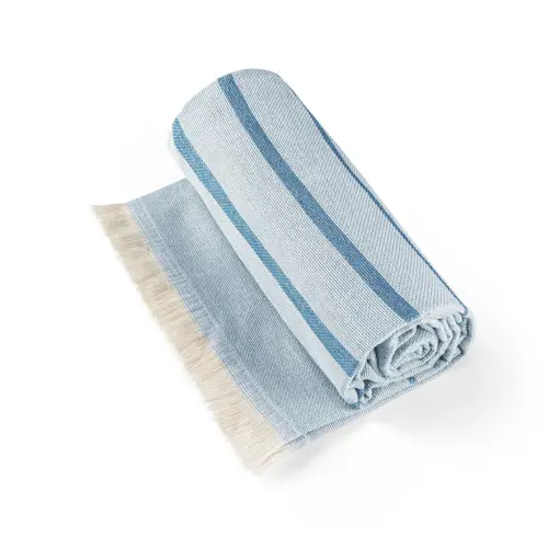 Telo mare bicolore con frange in cotone riciclato 100x180cm da 260gr prodotto in UE 