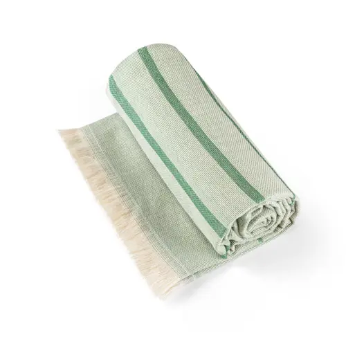 Telo mare bicolore con frange in cotone riciclato 100x180cm da 260gr prodotto in UE 