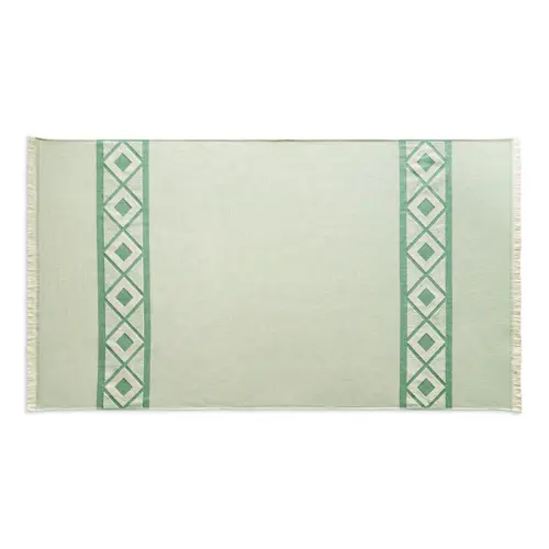 Telo mare con motivo bicolore e frange in cotone riciclato 100x180cm da 350gr prodotto in UE 