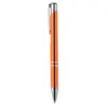 Penna a sfera in metallo con finiture in alluminio disponibile in vari colori con meccanismo a scatto e refill nero