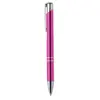 Penna a sfera in metallo con finiture in alluminio disponibile in vari colori con meccanismo a scatto e refill nero