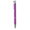 Penna a sfera in metallo con finiture in alluminio disponibile in vari colori con meccanismo a scatto e refill nero