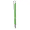 Penna a sfera in metallo con finiture in alluminio disponibile in vari colori con meccanismo a scatto e refill nero