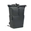 Zaino porta pc da 15" rolltop in RPET con ampia tasca frontale e chiusura con cerniera a zip e tasche laterali per le borracce