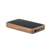 Power bank in legno di acacia e PU riciclato con ricarica wireless rapida da 4000mAh