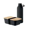 Set regalo portapranzo con borraccia in acciaio inox riciclato da 500ml e portapranzo in PP riciclata e bambù