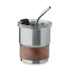 Bicchiere in acciaio inox riciclato con cannuccia coperchio e impugnatura in acacia 260ml