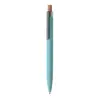 Penna a sfera in alluminio riciclato con pulsante in sughero e clip in metallo refill blu