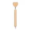 Penna a sfera in bambù con design a cuore e refill blu