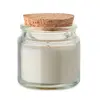 Candela in cera vegetale 70gr in contenitore di vetro con coperchio in sughero e scatola regalo
