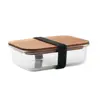 Porta pranzo in vetro con coperchio in legno di acacia da 800ml