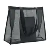 Shopper in rete RPET con manici corti e tasca frontale 44x14x34cm
