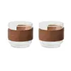 Set di bicchieri da caffè in vetro con impugnatura in noce da 120ml