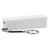 Powerbank portatile in plastica bianco con portachiavi da 2200mAh in confezione regalo