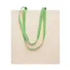 Shopper in cotone in colore naturale con manici lunghi colorati da 140gr 38X42cm