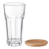 Bicchiere in vetro con coperchio sottobicchiere in bambù 300ml
