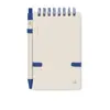 Block note A6 con spirale 70 fogli a righe in carta 70% cartone del latte riciclato e 30% carta riciclata con penna refill blu