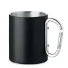 Tazza a doppio strato in acciaio inox con manico a moschettone da 300 ml.