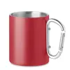 Tazza a doppio strato in acciaio inox con manico a moschettone da 300 ml.