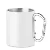 Tazza a doppio strato in acciaio inox con manico a moschettone da 300 ml.