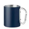 Tazza a doppio strato in acciaio inox con manico a moschettone da 300 ml.