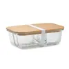 Porta pranzo in vetro borosilicato con 3 scomparti coperchio in bambù e fascia in silicone 800ml