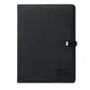 Cartella in lino con blocco appunti in formato A4 e chiusura con ricarica wireless e power bank da 4000mAh