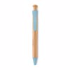 Penna a sfera in bambù e paglia di grano con meccanismo a scatto e refill blu