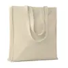 Shopper in cotone a soffietto con manici lunghi in colore naturale da 140gr 38X9X42cm