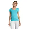 T-shirt da donna colori assortiti scollo a v taglio sfiancato 100% cotone 150gr