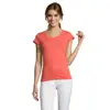 T-shirt da donna colori assortiti scollo a v taglio sfiancato 100% cotone 150gr