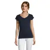 T-shirt da donna colori assortiti scollo a v taglio sfiancato 100% cotone 150gr