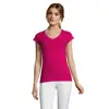 T-shirt da donna colori assortiti scollo a v taglio sfiancato 100% cotone 150gr