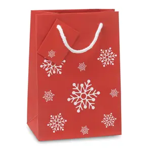 Sacchetto regalo piccolo con stampa fiocchi di neve 16X10X23CM