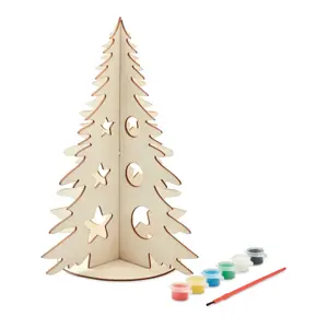Albero di Natale in legno da colorare include colori e pennello