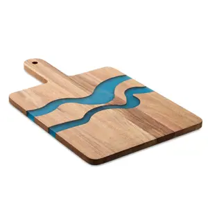 Tagliere con manico in legno di acacia con dettagli in resina epossidica 39X23.5X1CM