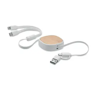 Cavo di ricarica USB retrattile in ABS e bambù
