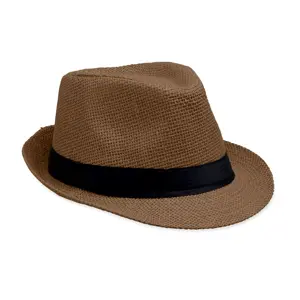 Cappello in paglia di carta con fascia nera in poliestere